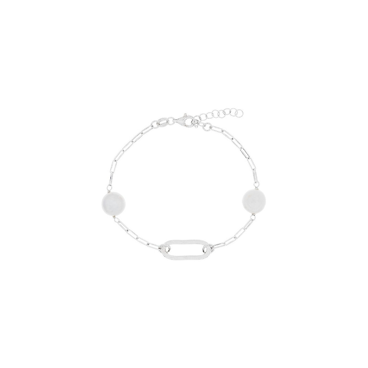 PULSERA 2 PERLA PLANA + OVAL CENTRO - PU5498R