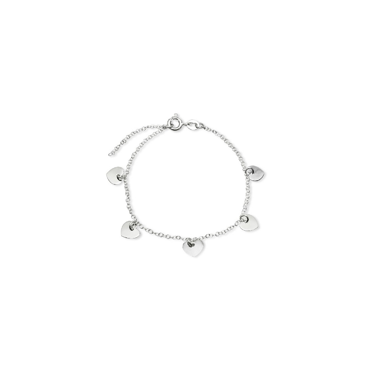 PULSERA 5 CORAZONES COLGANDO RODIO - PU4433R