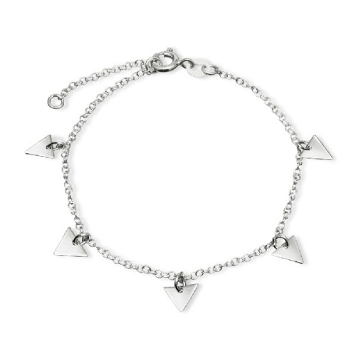 PULSERA 5 TRIANGULOS COLGANDO RODIO - PU4434R