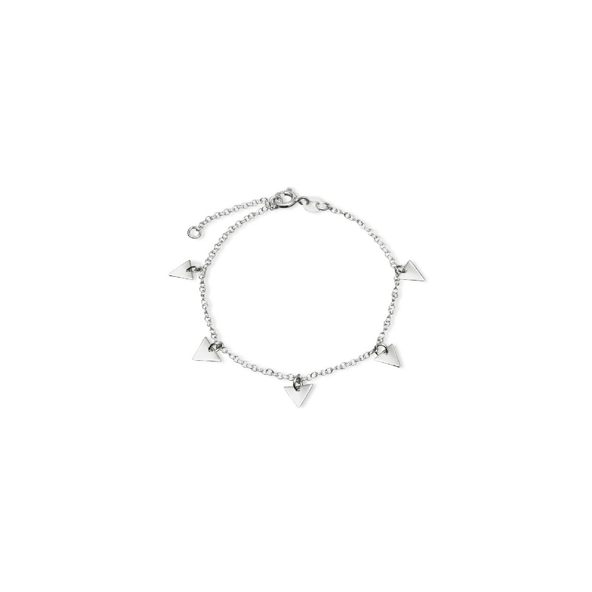 PULSERA 5 TRIANGULOS COLGANDO RODIO - PU4434R