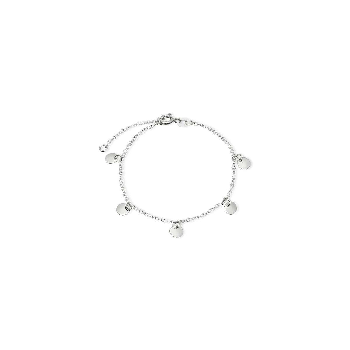 PULSERA 5 DISCOS COLGANDO RODIO - PU4435R