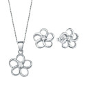 JUEGO FLOR CALADA Y CIRCONITA CON CADENA VENECIANA. - JU2337