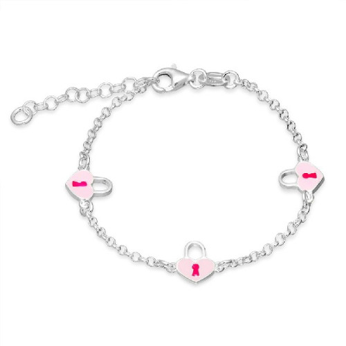 PULSERA 3 CORAZONES EN LINEA ESMALTE - PU4459