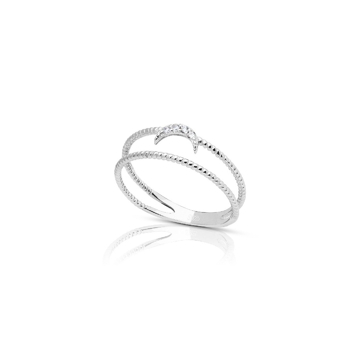 ANILLO DOBLE RIZADO LUNA CIRCONITA - SO1301