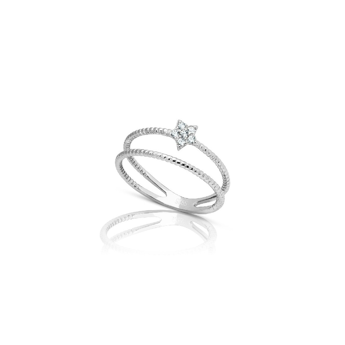 ANILLO DOBLE RIZADO ESTRELLA CIRCONITA - SO1303