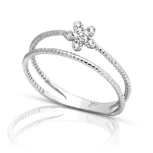 ANILLO DOBLE RIZADO FLOR CIRCONITA - SO1304