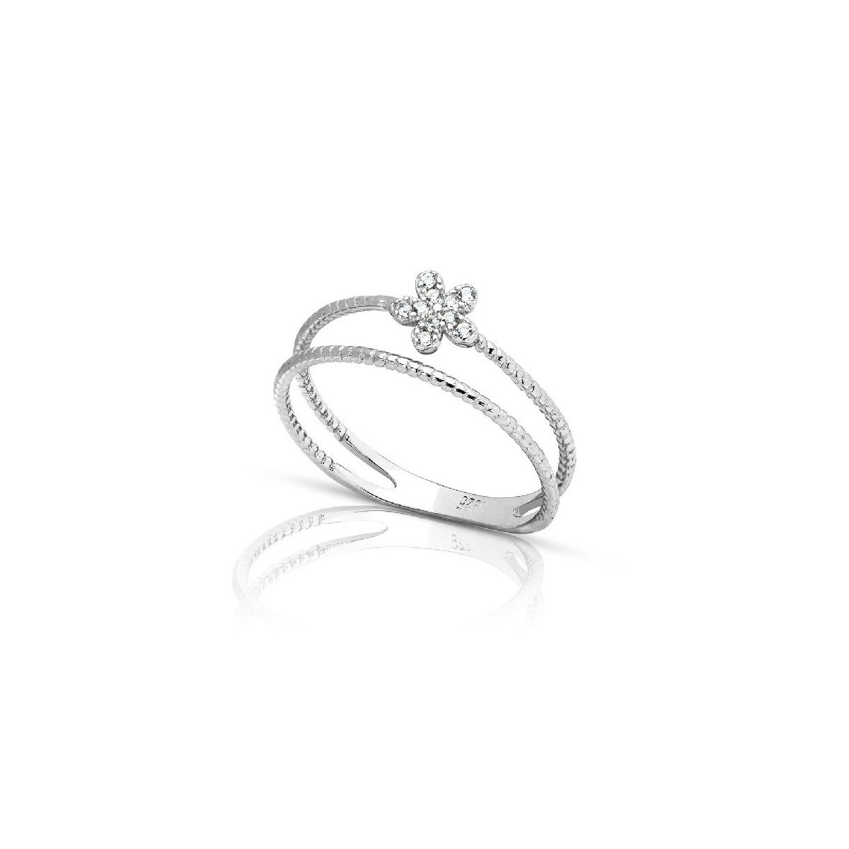 ANILLO DOBLE RIZADO FLOR CIRCONITA - SO1304