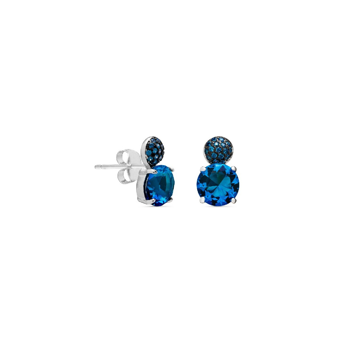 PENDIENTE MEDIA BOLA PIEDRAS + CIRCONITA 4 GARRAS - PE5152/03