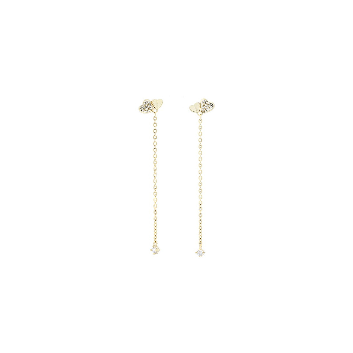 PENDIENTE CORAZON LISO + CZ CADENA CZ - PE6319CH