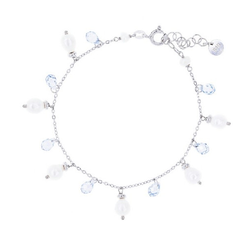 PULSERA PERLA NATURAL + CZ FORMA DE PERA - PU5513R/36