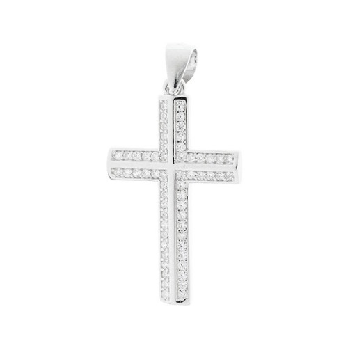 COLGANTE CRUZ CON CIRCONITAS BLANCAS - CO2918R