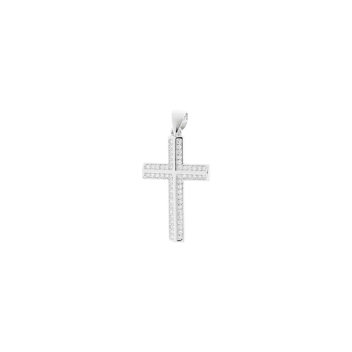 COLGANTE CRUZ CON CIRCONITAS BLANCAS - CO2918R