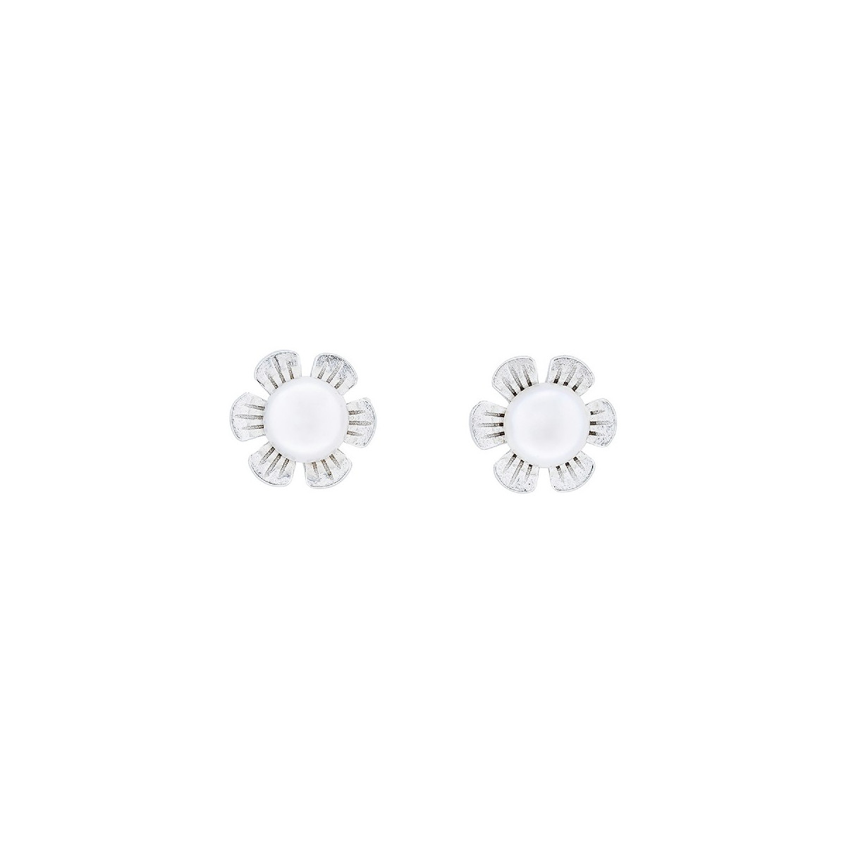PENDIENTE FLOR 6 PETALOS CENTRO PERLA - PE6206R