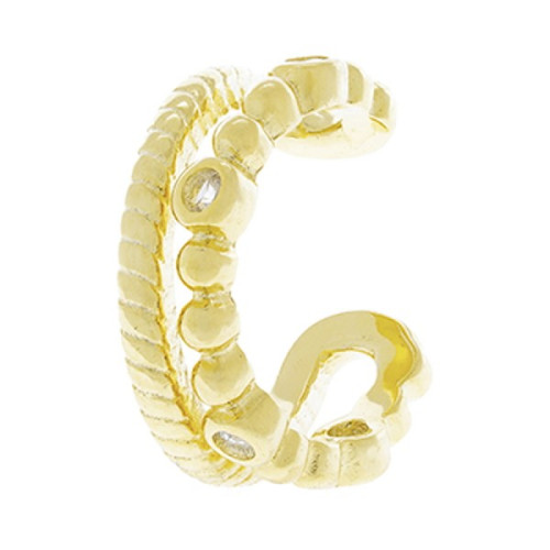 P. EAR CUFF 2 LINEAS LABRADO+ BOLITAS CZ - PE6191CH