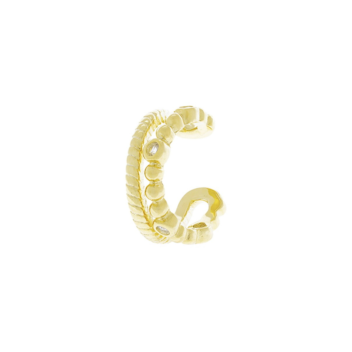P. EAR CUFF 2 LINEAS LABRADO+ BOLITAS CZ - PE6191CH