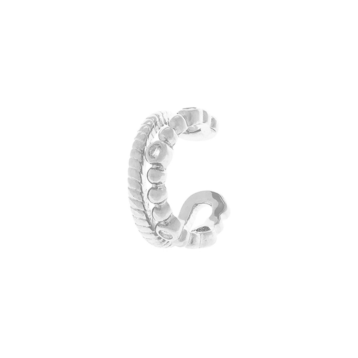 P. EAR CUFF 2 LINEAS LABRADO+ BOLITAS CZ - PE6191R