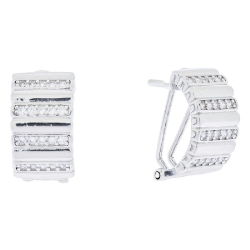 PENDIENTE OMEGA RECTANGULAR LINEA LISA + CZ - PE6244R