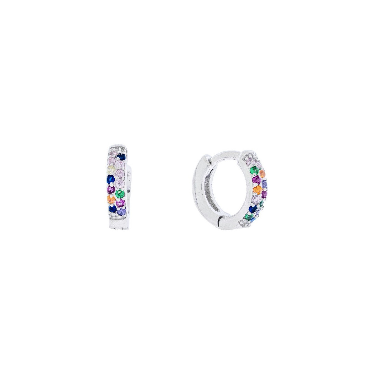 PENDIENTE DE ARO CON CIRCONITAS MULTICOLOR 10MM - PE6249R/24
