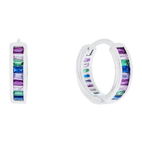 PENDIENTE ARO CON CIRCONITA  BAGUETTE 12MM - PE6253R/24