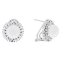 PENDIENTE OMEGA PERLA BORDE CON CIRCONITAS - PE6254R