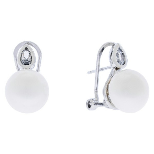 PENDIENTE OMEGA PERLA + LAGRIMA CIRCONITA - PE6262R