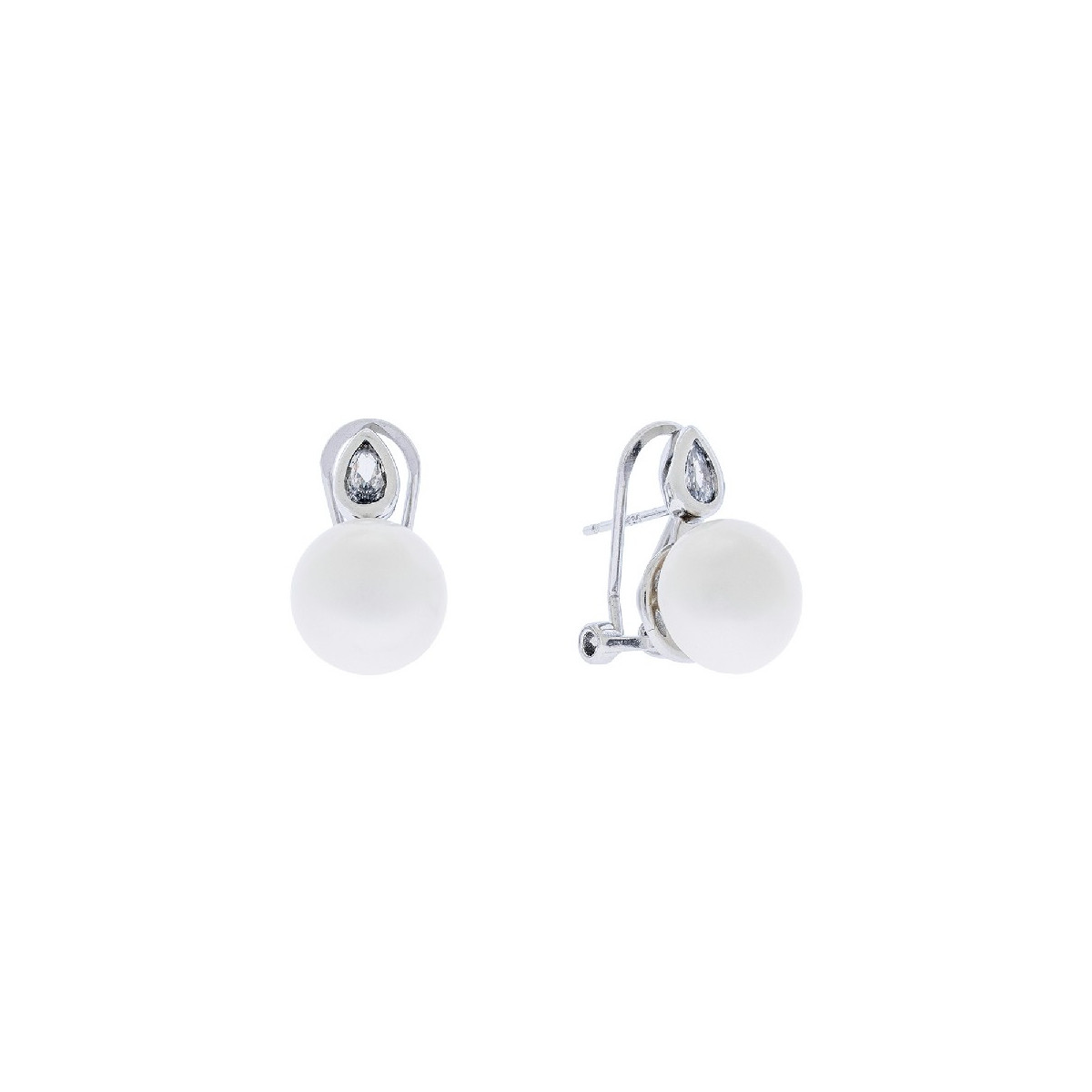 PENDIENTE OMEGA PERLA + LAGRIMA CIRCONITA - PE6262R