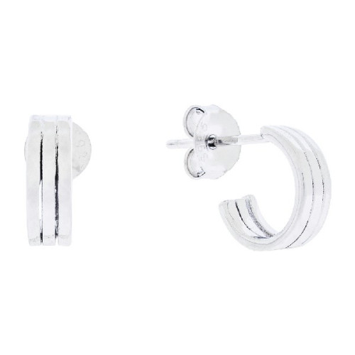 PENDIENTE DE ARO LISO 3 RAYAS PRESION - PE6268R