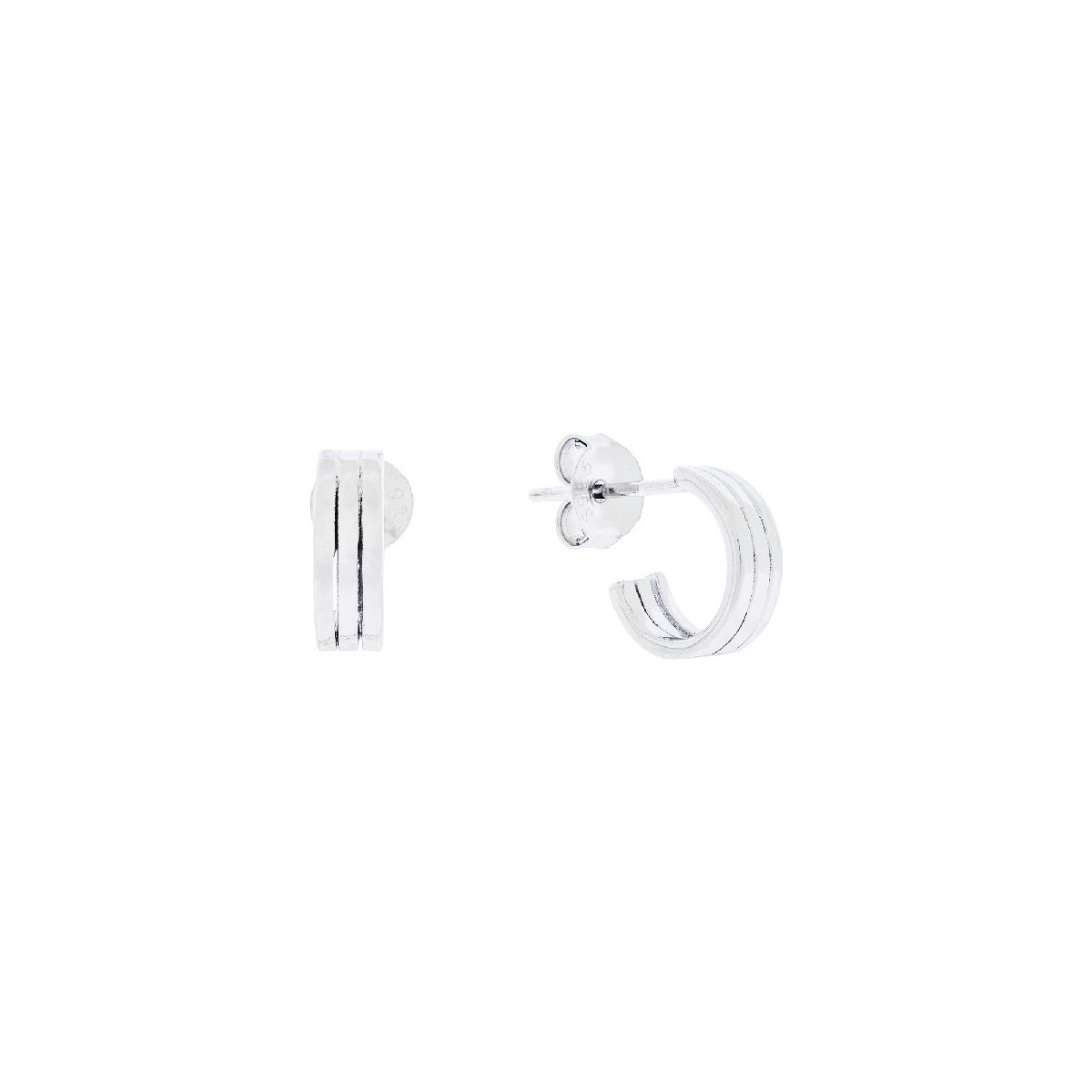 PENDIENTE DE ARO LISO 3 RAYAS PRESION - PE6268R