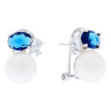 PENDIENTE OMEGA PERLA 3 CIRCONITAS ARRIBA - PE6270R/03