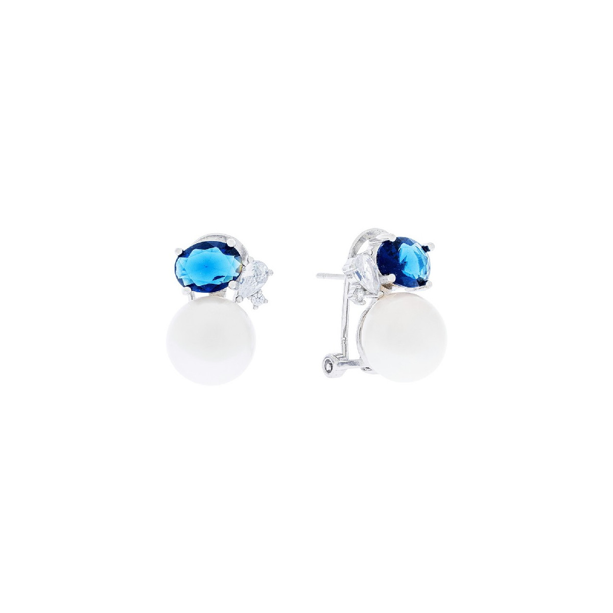 PENDIENTE OMEGA PERLA 3 CIRCONITAS ARRIBA - PE6270R/03