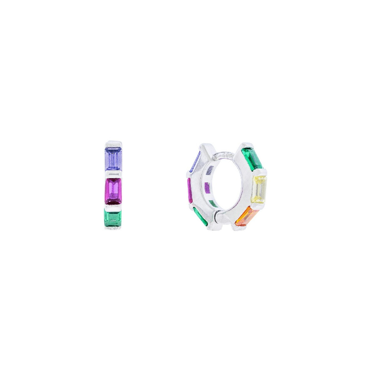 PENDIENTE ARO CZ BAGUETTE MULTICOLOR - PE6276R/24