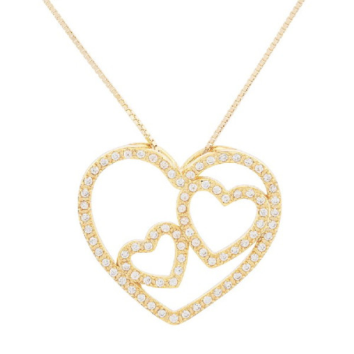 COLG. SILUETA CORAZON CZ 2 CORAZONES DENTRO - CO2948CH