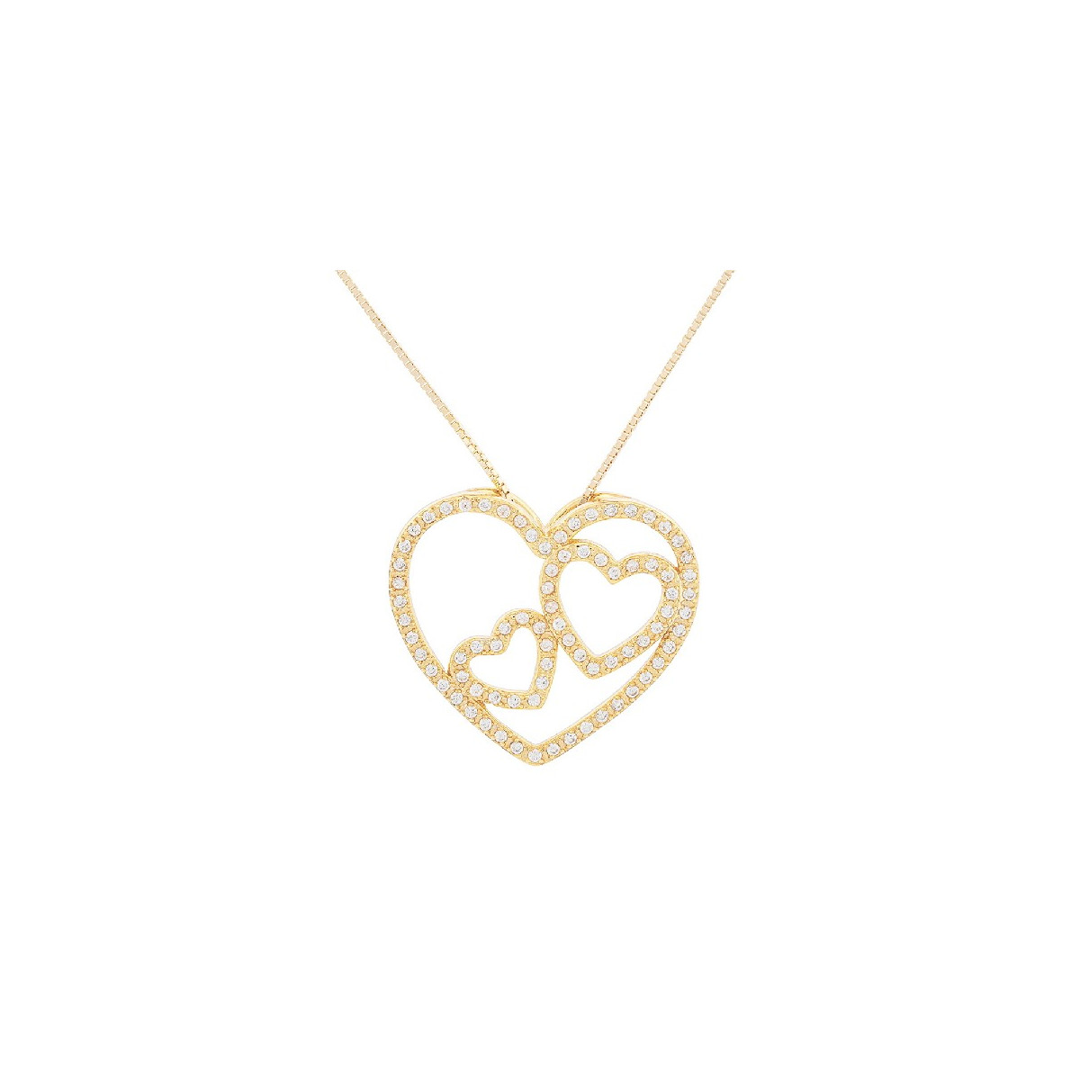 COLG. SILUETA CORAZON CZ 2 CORAZONES DENTRO - CO2948CH