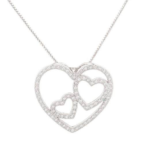 COLG. SILUETA CORAZON CZ 2 CORAZONES  - CO2948R