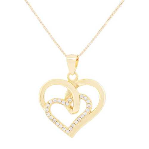 COLG. SILUETA CORAZON LISO CENTRO CZ - CO2949CH