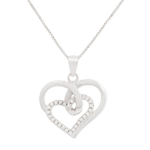 COLG. SILUETA CORAZON LISO CENTRO CZ  - CO2949R