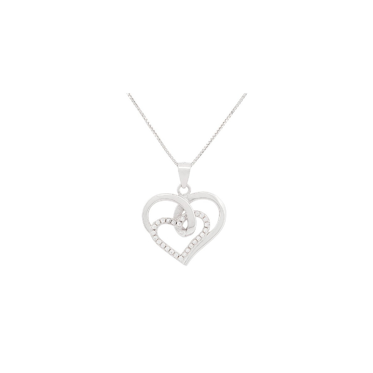 COLG. SILUETA CORAZON LISO CENTRO CZ  - CO2949R
