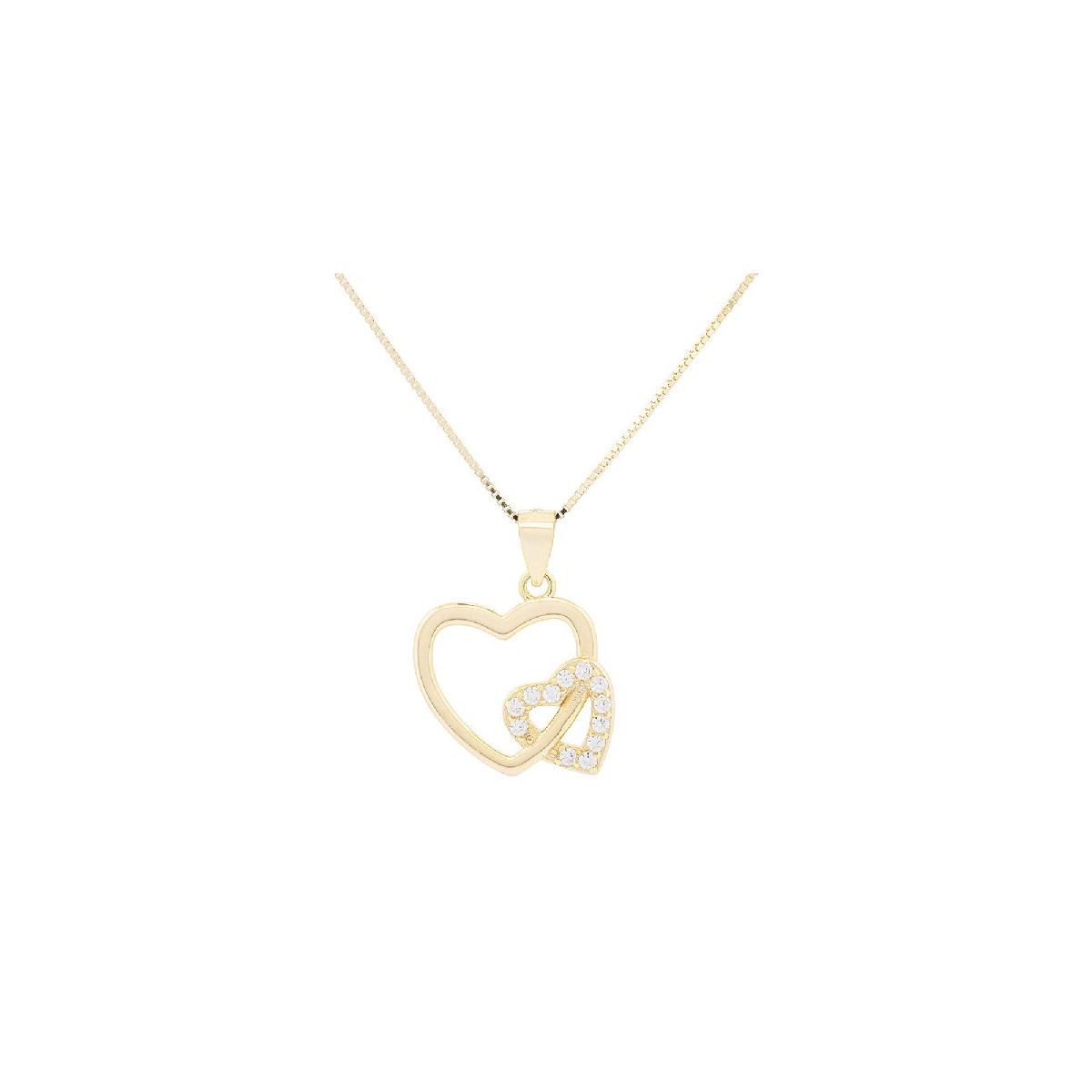 COLG. CORAZON DOBLE LISO Y CZ - CO2951CH
