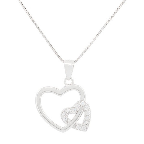 COLG. CORAZON DOBLE LISO Y CZ - CO2951R