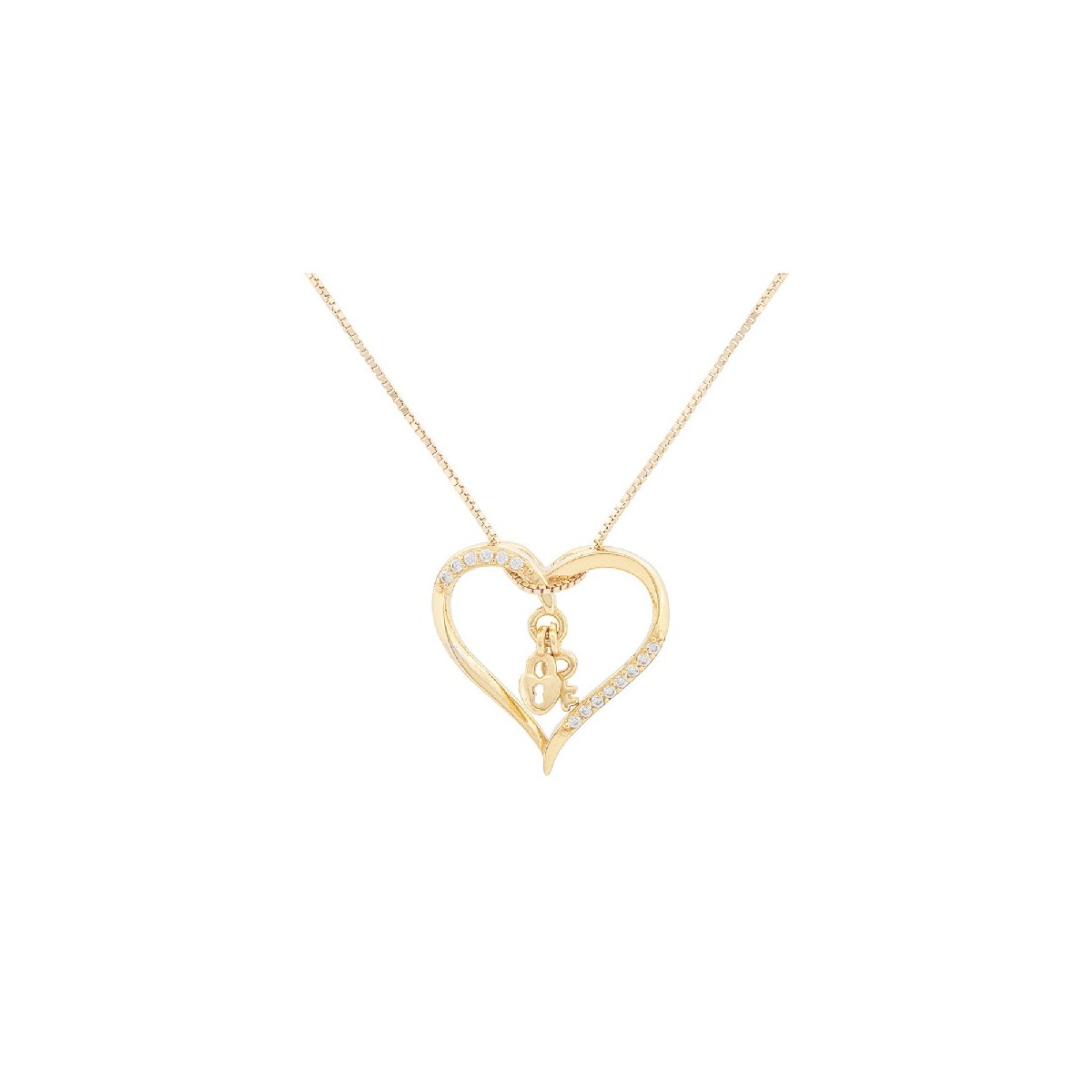 COLG. CORAZON CZ DENTRO CANDADO LLAVE - CO2953CH