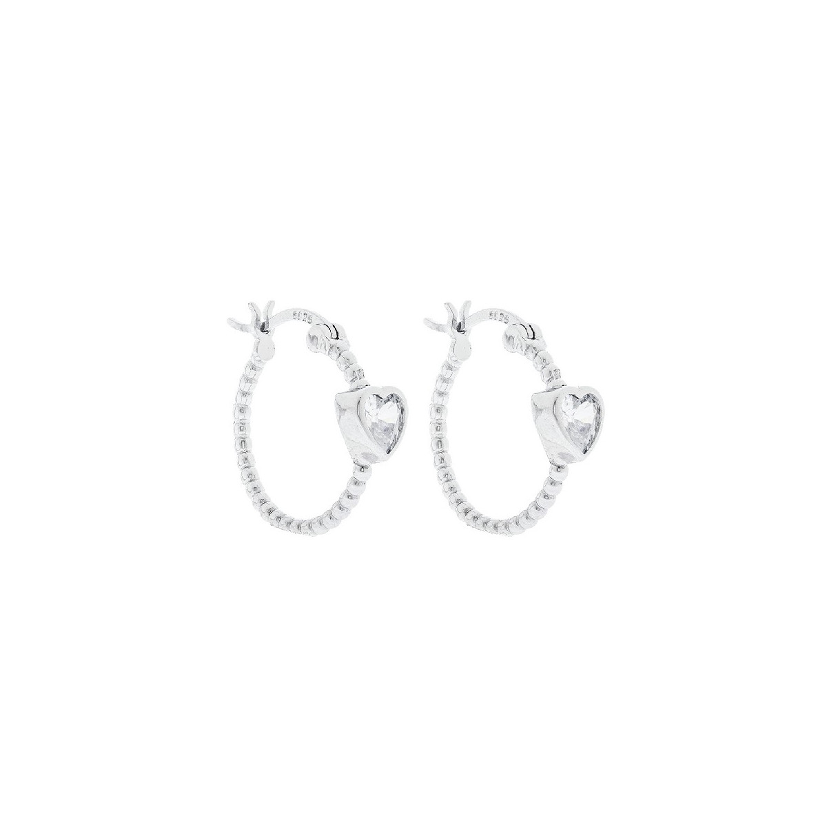 PEND. ARO BOLITAS 18MM C/ CORAZON CZ - PE6308R