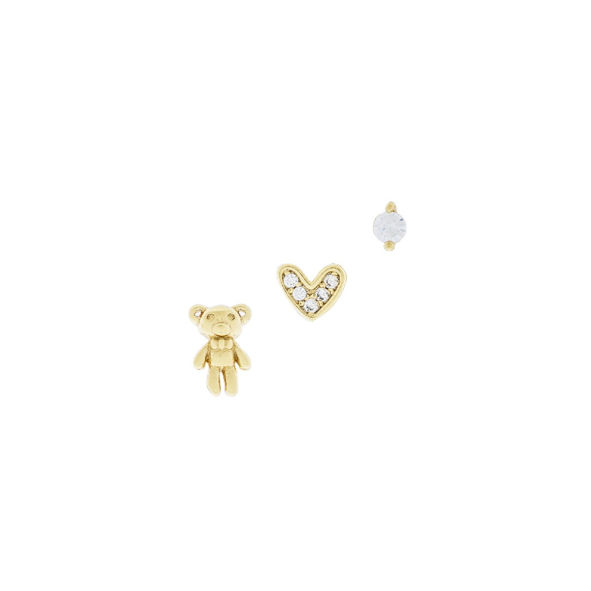 PE. SET 3UDS  OSITO, CORAZON CZ + CZ  - PE6327CH