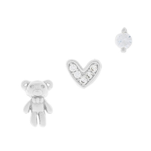 PE. SET 3UDS  OSITO, CORAZON CZ + CZ  - PE6327R