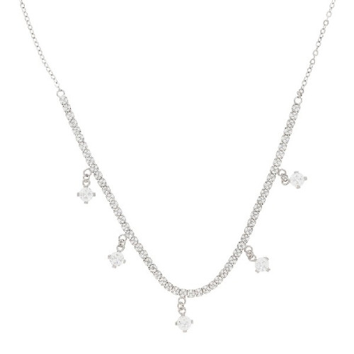 GARGANTILLA CZ BLANCAS + 5 CZ COLGANDO - GA1841R/04