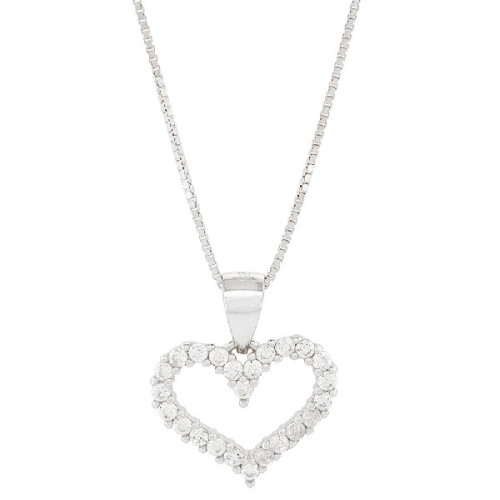 COLG. SILUETA CORAZON CZ + CADENA  - CO2955R