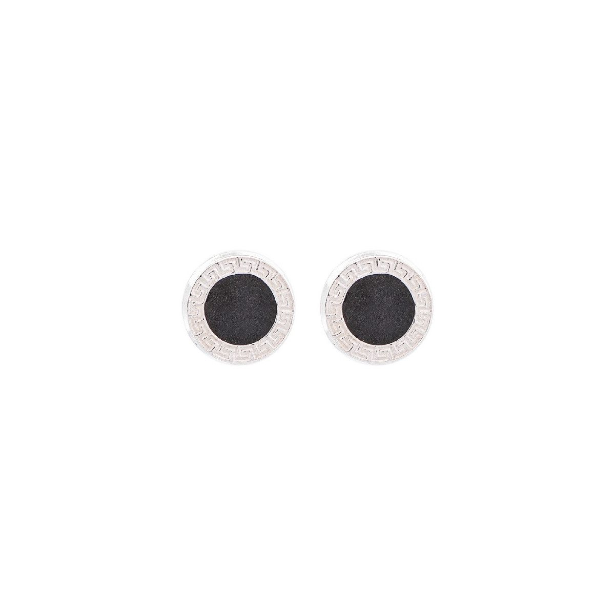 PENDIENTE REDONDO NEGRO 6MM GRECA - PE4219/10