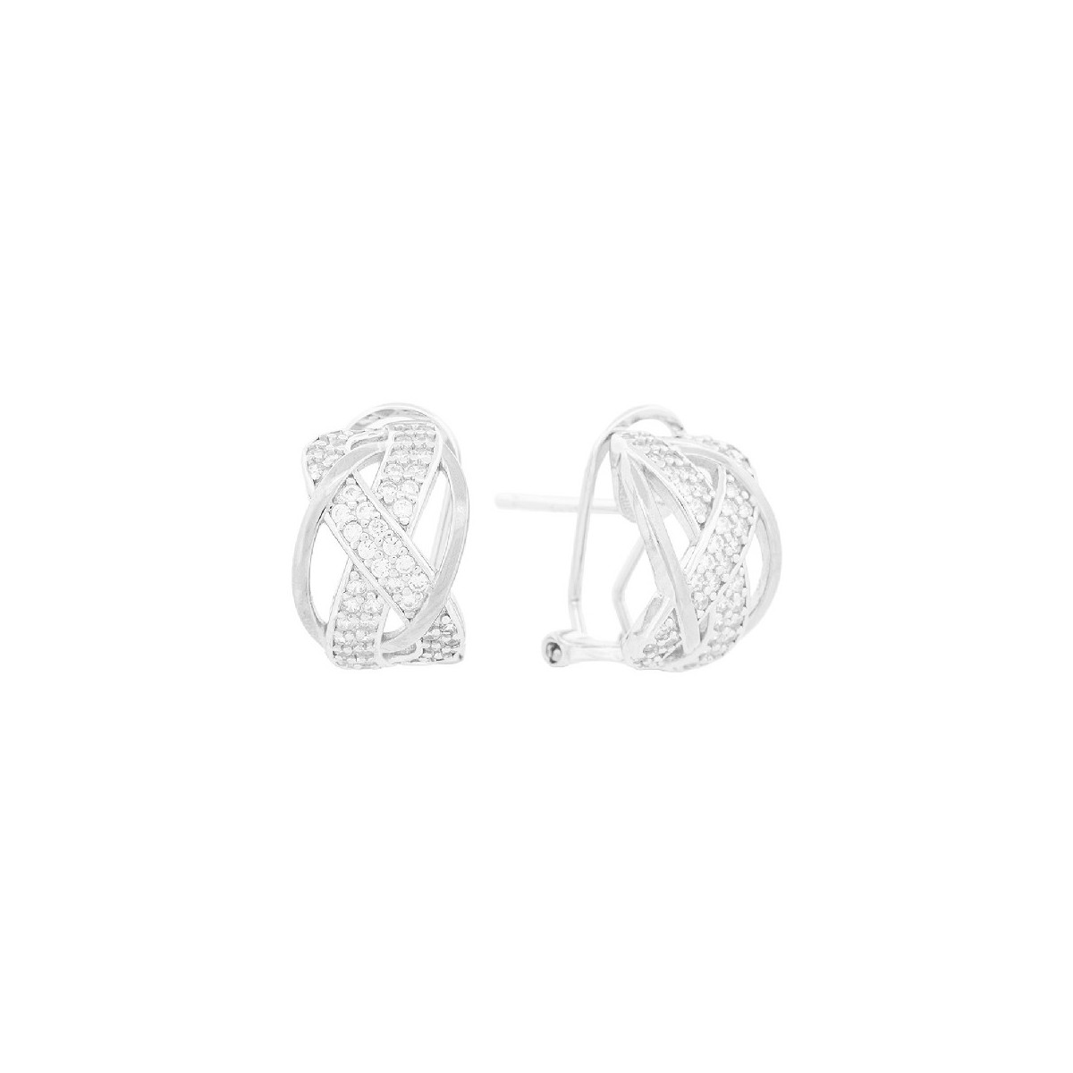 PEND. OMEGA ENTRELAZADO LISO + CZ  - PE6462R