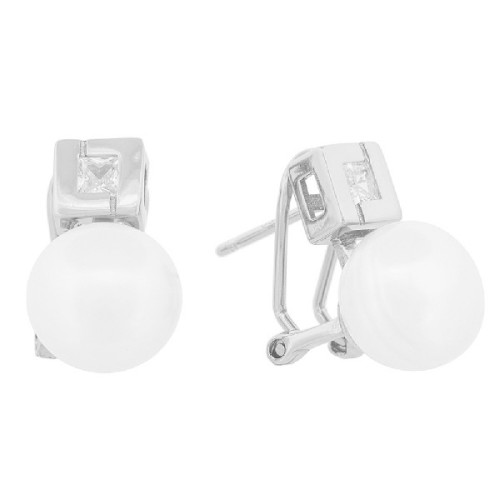 PEND. OMEGA PERLA + CUADRADO CON CZ - PE6478R