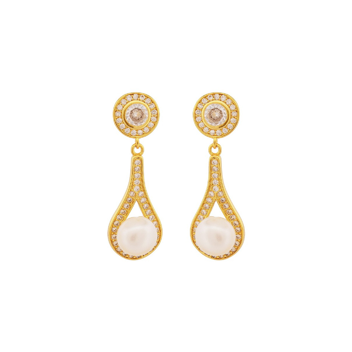 PE. CZ REDONDA LAGRIMA CON PERLA - PE6278CH