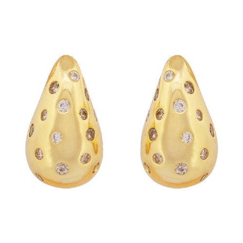 PENDIENTE GOTA LISO Y CZ 14 MM - PE6482CH